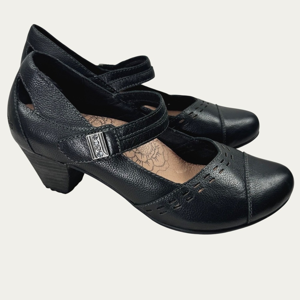 Taos Stunner Mary Jane Pumps Womens 8.5 Black Leather Block Heel Comfort t